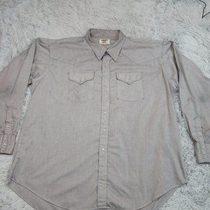 Vintage Ruddock Mens Shirt Western Pearl Snap Gray Workwear‎ Chore Rancher 4X